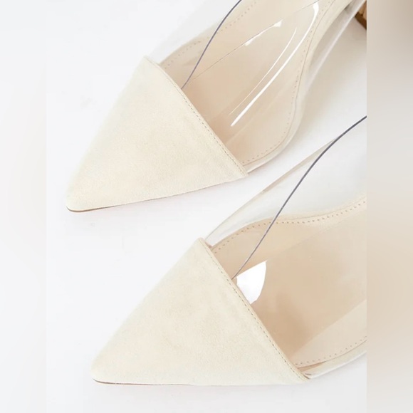 Lulu's Cream and Clear Block Heel Mules - Picture 8 of 9